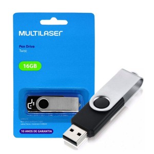 PEN DRIVE 16GB TWIST PRETO MULTILASER