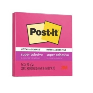 POST-IT QUADRADO ROSA NEON COM 90 FOLHAS 3M