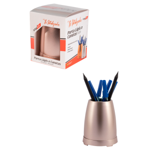PORTA LÁPIS METALIZADO ROSE MAXCRIL