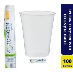 COPO PLÁSTICO DESARTÁVEL 180 ML COM 100 UNIDADES TOPFORM