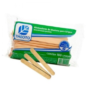 PALITO ABAIXADOR DE MADEIRA PARA LÍNGUA COM 100 UNIDADES THEOTO