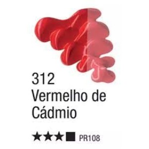 TINTA ÓLEO BISNAGA 20ML REF.312 VERMELHO DE CÁDMIO ACRILEX