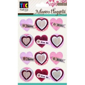 ADESIVO ELEGANTE CORAÇÕES REF.19396 TOKE E CRIE