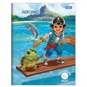 CADERNO 1/4 48FLS QUADRICULADO CAPA DURA BROCHURA AVENTURINOS FORONI