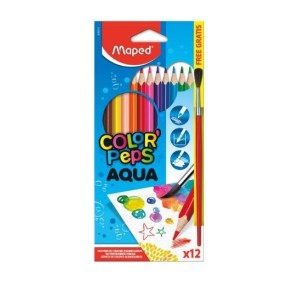 LÁPIS 12 CORES AQUARELAVEL + PINCEL MAPED