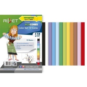 BLOCO ECOCORES A4 110G 24FLS 12 CORES NOVAPRINT