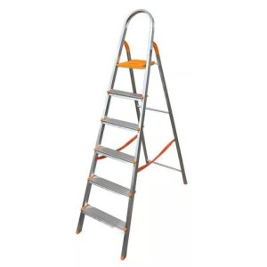 ESCADA DE ALUMÍNIO DOMÉSTICA 6 DEGRAUS PATAMAR 137CM EDS006 ÁGATA