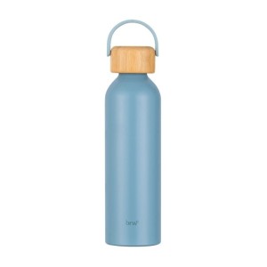 GARRAFA 500ML ALUMÍNIO COM TAMPA DE BAMBU BOHO AZUL BALI GA0601 BRW