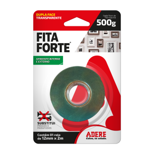 FITA ADESIVA 12MM X 2M DUPLA FACE FIXA FORTE TRANSPARENTE ADERE