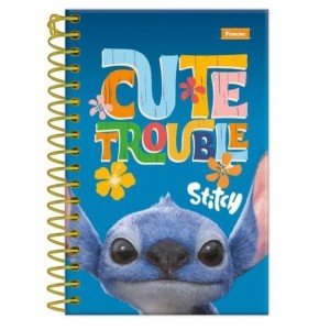 CADERNO 160FLS 10 MATÉRIAS COLEGIAL CAPA DURA ESPIRAL STITCH FORONI