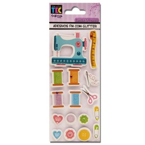 ADESIVOS FEITOS Á MÃO COM GLITTER COSTURA REF.17593 TOKE E CRIE
