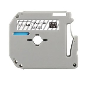 FITA COMPATÍVEL PARA ROTULADOR BROTHER MK131 PRETO/TRANSPARENTE 12MMx8M MASTERPRINT