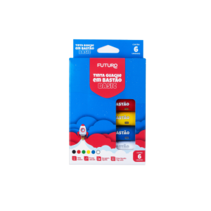 TINTA GUACHE EM BASTÃO RETRÁTIL 6 CORES BASIC FUTURO