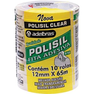 FITA ADESIVA TRANSPARENTE 12MM x 65M POLISIL ADELBRAS
